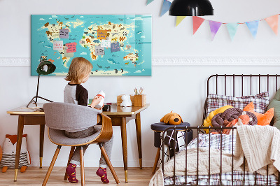 Magnetic dry erase board Animal World Map