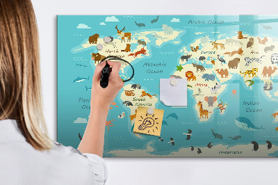 Magnetic dry erase board Animal World Map