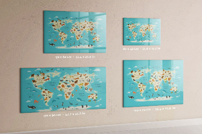 Magnetic dry erase board Animal World Map