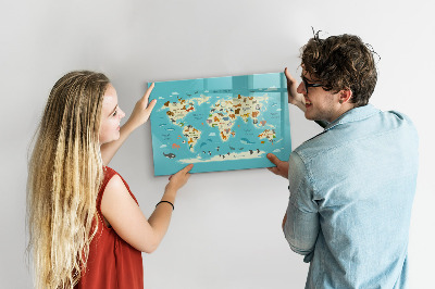 Magnetic dry erase board Animal World Map