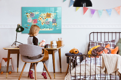 Magnetic dry erase board Animal World Map