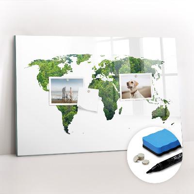 Magnetic board for writing World Map Ecology