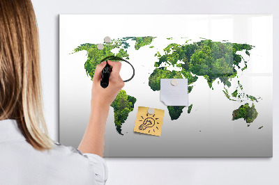 Magnetic board for writing World Map Ecology