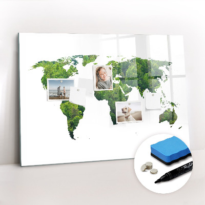 Magnetic board for writing World Map Ecology