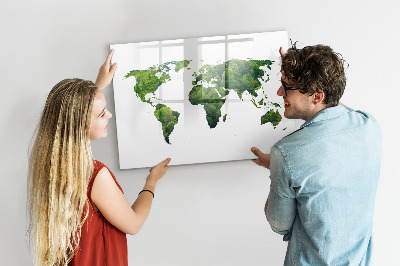 Magnetic board for writing World Map Ecology