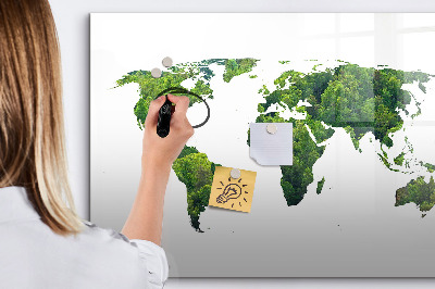 Magnetic board for writing World Map Ecology