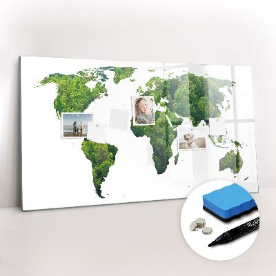 Magnetic board for writing World Map Ecology