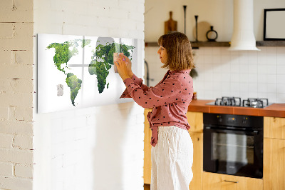 Magnetic board for writing World Map Ecology