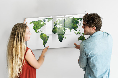 Magnetic board for writing World Map Ecology