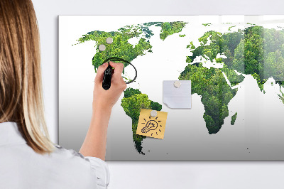 Magnetic board for writing World Map Ecology