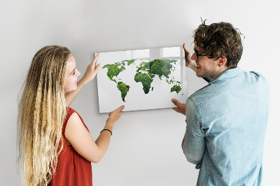 Magnetic board for writing World Map Ecology