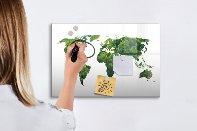 Magnetic board for writing World Map Ecology