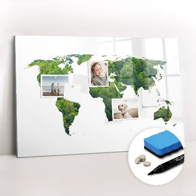 Magnetic board for writing World Map Ecology