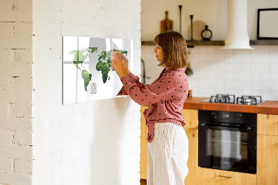 Magnetic board for writing World Map Ecology