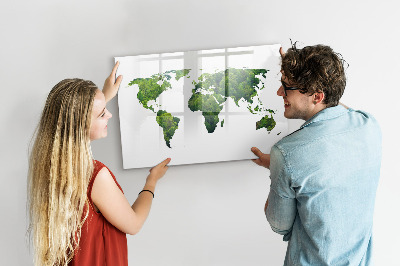 Magnetic board for writing World Map Ecology