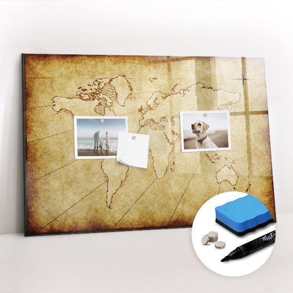 Dry erase magnetic board Old World Map