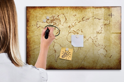 Dry erase magnetic board Old World Map