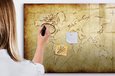 Dry erase magnetic board Old World Map