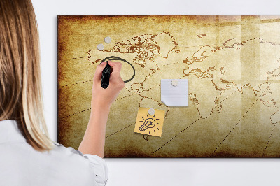 Dry erase magnetic board Old World Map