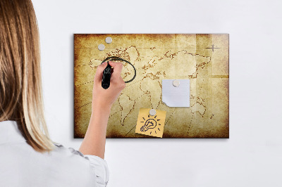 Dry erase magnetic board Old World Map