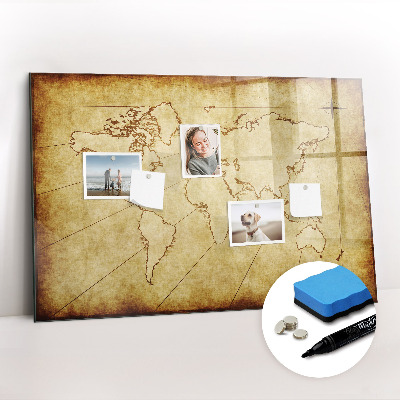 Dry erase magnetic board Old World Map