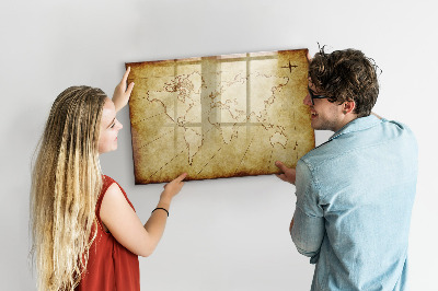 Dry erase magnetic board Old World Map