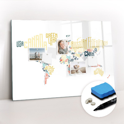Magnetic dry erase board Country Names