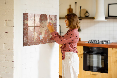 Dry erase magnetic board World Map on Brick