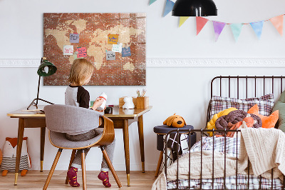 Dry erase magnetic board World Map on Brick