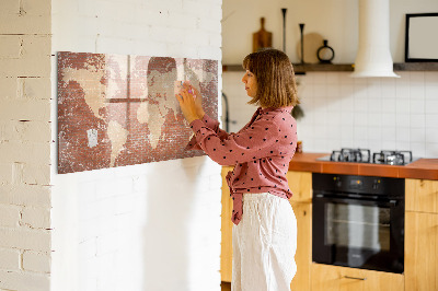 Dry erase magnetic board World Map on Brick