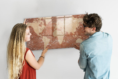 Dry erase magnetic board World Map on Brick