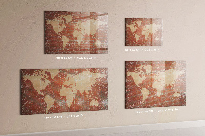 Dry erase magnetic board World Map on Brick
