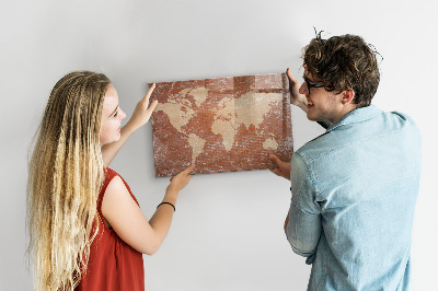Dry erase magnetic board World Map on Brick