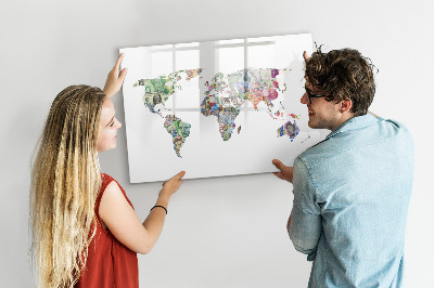 Magnetic board for writing World map bankowy