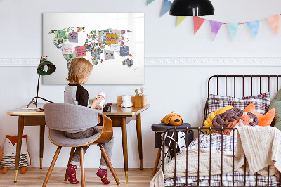 Magnetic dry erase board World map bankowy
