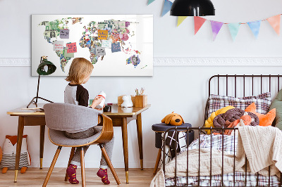 Magnetic board for writing World map bankowy