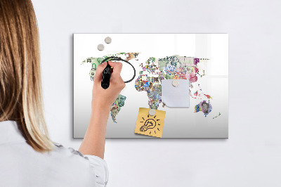 Magnetic board for writing World map bankowy