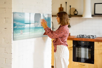 Magnetic board for writing Landscape sea