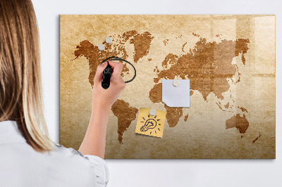 Magnetic dry erase board Old style world map