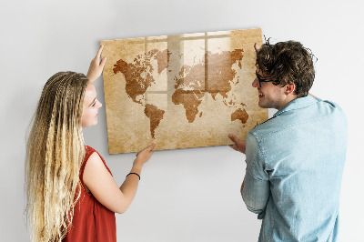 Magnetic dry erase board Old style world map