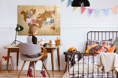 Magnetic dry erase board Old style world map