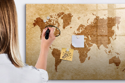 Magnetic dry erase board Old style world map
