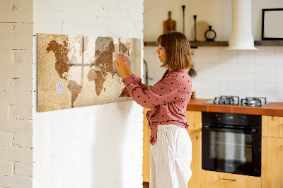 Magnetic dry erase board Old style world map
