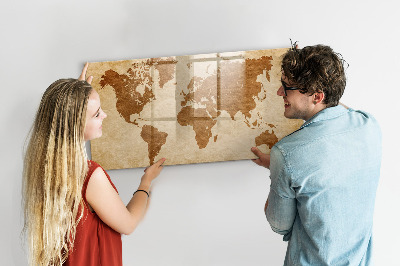 Magnetic dry erase board Old style world map