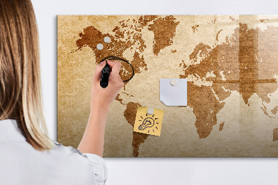 Magnetic dry erase board Old style world map