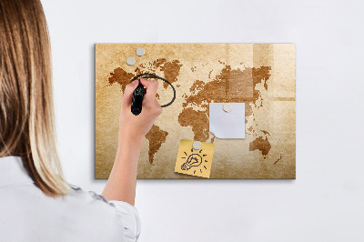 Magnetic dry erase board Old style world map