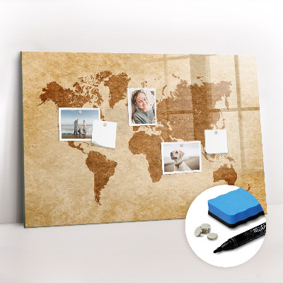 Magnetic dry erase board Old style world map