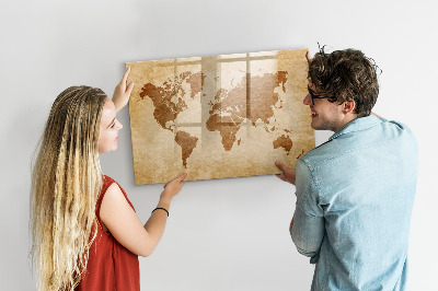 Magnetic dry erase board Old style world map