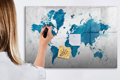 Dry erase magnetic board World map