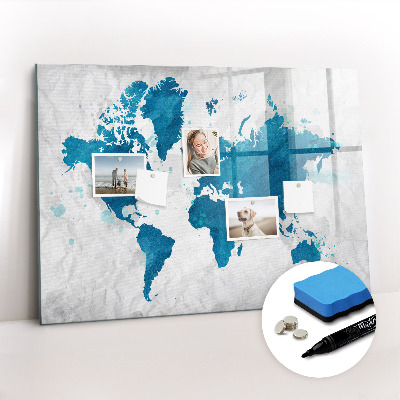 Dry erase magnetic board World map